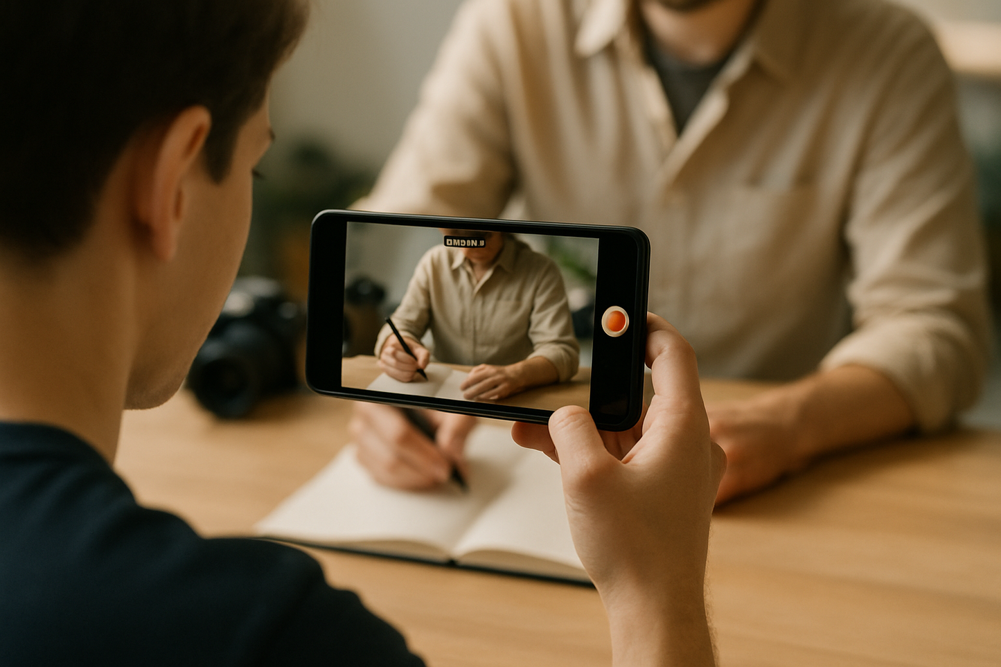 a person filming with a phone an activity