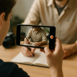 a person filming with a phone an activity